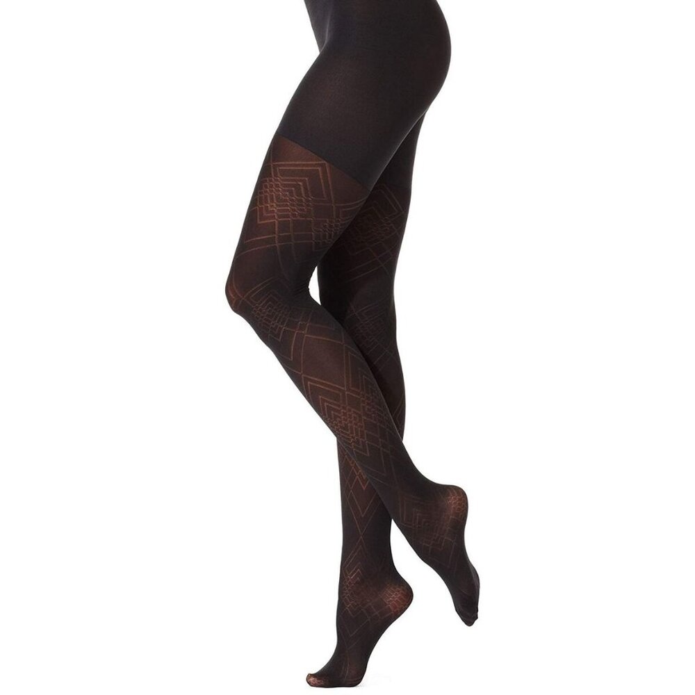 Star Power SPANX Center Stage Patterned Shaping Tights Diamond Daze Black Size D